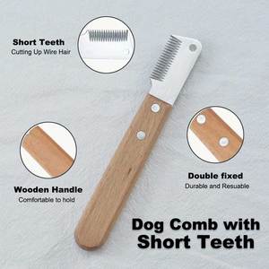 Wood Handle Dog Comb Fine Coarse <b>Teeth</b> Pet Grooming <b>Tool</b> Hair Removal Undercoat <b>Cleaning</b> - Product Image 3