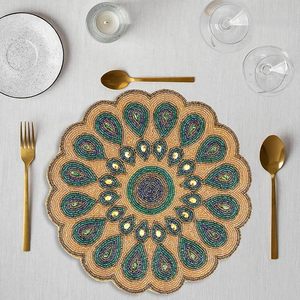 Mantel Individual Redondo de Cristal con Cuentas Elegante de Gran Venta, Tapete Decorativo para Mesa, Plato Base de Cristal con Cuentas para Mesas de Comedor y Café - Product Image 1