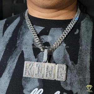 Pendentif en diamant de laboratoire de qualité supérieure « CEO KING » avec chaîne cubaine entièrement pavée, bijoux hip-hop, vente en gros - Product Image 6