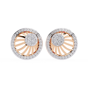Pendientes SOLITAIREKART con Diamante Natural de 0.38ct con Halo Sunlit, Color HI, Claridad VS-SI, Oro Amarillo de 14 Quilates - Product Image 2