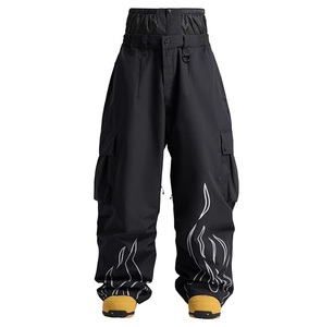 Pantalon de ski unisexe imperméable et chauffant coupe-vent 10000 mm - Polyester Tex pour activités de neige en extérieur, fermeture à cordon, style cargo, doublure polaire - Product Image 1