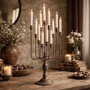 Vintage Iron 12 Arm Candelabra <b>Candle</b> Holder for Home Decoration and Wedding Centerpiece At <b>Cheap</b> Price - Product Image 1
