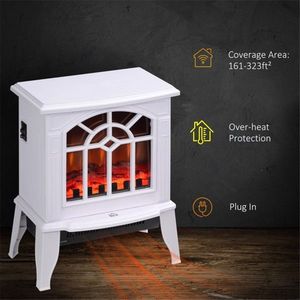 18-Inch Electric Fireplace Heater in White 750W/1500W Power with Stylish Design - Product Image 4
