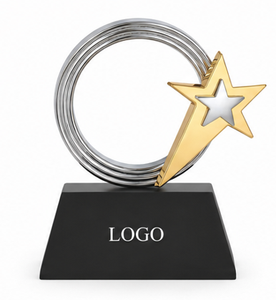 Elegant metal award with customizable engraving plate for personalized corporate gifting. - Product Image 4