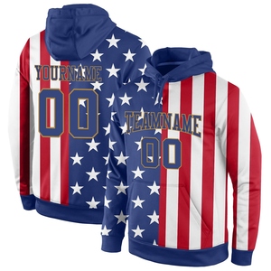 Sweat-shirt à capuche sportif tendance avec drapeau américain 3D rouge et or royal cousu sur mesure, vente en gros OMMIZ INDUSTRY - Product Image 1