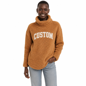 Sudaderas Personalizadas para Mujer, Cuello Alto, Forro Polar Sherpa, Sudadera con Logotipo Bordado, Ropa Cómoda de Invierno, Venta al Por Mayor - Product Image 5