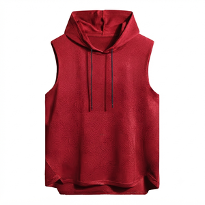 Hooded Eco-Friendly Gym Tank Top Men Casual Summer Vest Style Sportswear 100% Cotton Lightweight Breathable <b>Drop</b> Armhole Cut - Product Image 1