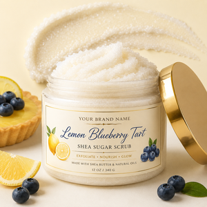 Lemon Blueberry Tart Shea Sugar <b>Scrub</b> Exfoliating & Moisturizing <b>Body</b> Polish with Natural Shea Butter Bulk Spa Quality Formula - Product Image 3