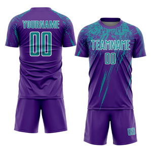 Ensemble de maillot et short de football personnalisés pour équipe sportive avec nom et numéro du joueur, motif imprimé par sublimation, uniforme de club pour jeunes - Product Image 1