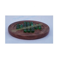 Jeu de société solitaire en bois indien fait à la main avec 33 boules de verre chevilles cadeaux pour enfants et adultes