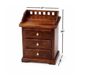 Traditional Solid Wood Bedside <b>Table</b> with 3 Drawers | Classic Wooden Nightstand | Premium Bedroom Furniture Jodhpur - Product Image 3