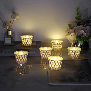 ชุดเชิงเทียนแก้วโมเสคสำหรับตกแต่งบ้านและงานอีเวนต์ที่สง่างาม - Product Image 3