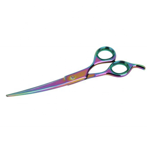 Nouveautés : Ciseaux de barbier professionnels pour toilettage d'animaux, en acier inoxydable, avec manche en caoutchouc, courbés et affûtés, pour droitiers, 28 dents - Product Image 4