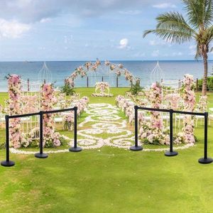 6 pezzi 6.6ft/2m nero retrattile cintura Stanchion Set facile montaggio folla controllo barriera in metallo Base di accesso prodotti di controllo - Product Image 2