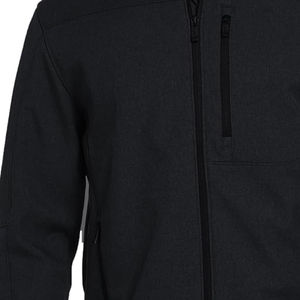 Veste en polaire noire pour homme CLOTES LEATHER GEAR, col montant, fermeture éclair, coupe-vent, vêtement d'hiver décontracté, coupe régulière, couleur unie - Product Image 2