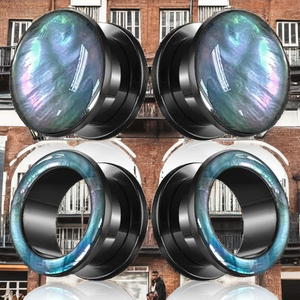 BOKABOO 2 paires de plugs et tunnels d'<span class=keywords><strong>oreille</strong></span> en <span class=keywords><strong>acier</strong></span> inoxydable avec perles noires, 1/2 pouce, unisexe, bijoux d'agrandissement d'<span class=keywords><strong>oreille</strong></span> en <span class=keywords><strong>acier</strong></span> <span class=keywords><strong>chirurgical</strong></span> - Product Image 4