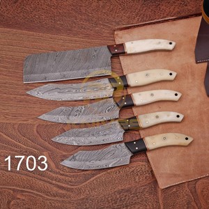 Handmade Damascus Steel <b>Knife</b> <b>Set</b> 5 PCS Custom Chef & Kitchen <b>Knives</b> Bone Handle Full Tang Razor <b>Sharp</b> Kitchen & Camping <b>Knives</b> - Product Image 4