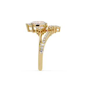 Luxury 14K Gold Pear Cut Bridal Set Lab Grown Diamond IGI Certified <b>Ring</b> Curved Marquise <b>Stacking</b> Wedding Band Set For Women's - Product Image 4