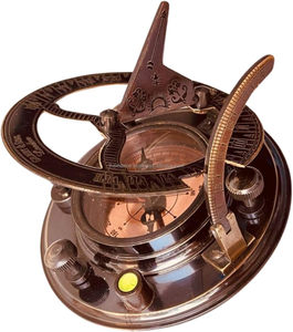 Reloj de Sol de latón Vintage antiguo, brújula, barco náutico, reloj de sol en caja de regalo de cuero de recuerdo, regalo para hombres y mujeres - Product Image 2