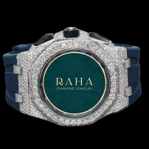 RAHA Diamond Jewelry <b>Watch</b> <b>Men's</b> 42mm Case Analog Quartz Movement Sapphire Crystal Dial Stainless Steel Band Luxury Style - Product Image 1