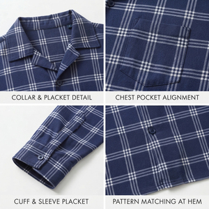 Camisa de Franela a Cuadros para Hombre, Manga Larga, Cuello Camisero, Botones, Estilo Casual, para Otoño, 100% Algodón, Transpirable, Ideal para Dormir - Product Image 6