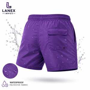 Shorts de Baño Personalizados para Hombre, Impermeables, de Secado Rápido, en Color Morado, Ligeros, de Poliéster, con Cintura Elástica y Cordón Ajustable - Product Image 3