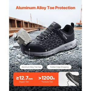 Scarpe da uomo con scarpe da lavoro sportive da uomo di taglia 12, scarpe di sicurezza con punta in acciaio nero - Product Image 2
