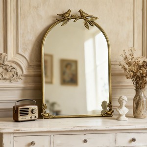 Rectangular <b>Gold</b> Floral Wall <b>Mirror</b> Decorative Framed Modern Style Metal Art for Home Interior Christmas Occasion 4.0mm Thick - Product Image 6