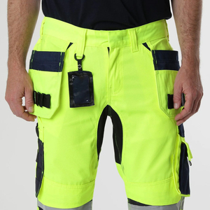 Men's High Visibility Capri Work Pants Reflective Stripes Multiple Pockets Elastic Waist Quick Dry Summer Wear - Product Image 6