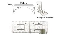 Table de banquet pliante rectangulaire blanche en HDPE de 6 pieds, légère et portable, pour la restauration, les événements, avec cadre en acier robuste, pour hôtel