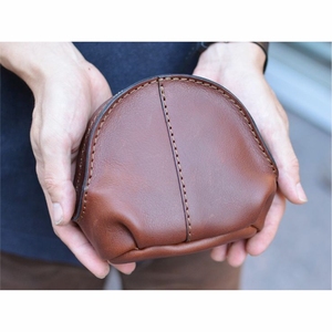 Pochette à fermeture éclair en cuir véritable personnalisée en gros |   Étui à crayons en cuir multifonctionnel pour le bureau |   Pochette cadeau en cuir marron rétro - Product Image 5