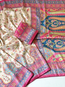 Sari en soie pour occasions spéciales – Impression numérique haut de gamme avec travail Jari et pièce de blouse assortie - Product Image 2