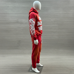 Ensemble de survêtement personnalisé épais et oversize en molleton blanc avec sweat à capuche zippé et pantalon de survêtement décontracté pour homme, style streetwear - Product Image 2
