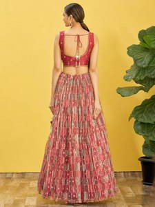 Conjunto de Blusa Corta sin Mangas con Bordado Floral Rosa y Falda Plisada de Organza, Traje Festivo para Mujer - Product Image 1
