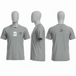 เสื้อยืดคอกลมแขนสั้นสีเทาสำหรับผู้ชายพร้อมพิมพ์ลายโลโก้ทรงปกติผ้าฝ้ายเจอร์ซีย์ลำลองระบายอากาศได้ดีสตรีทแวร์ - Product Image 1