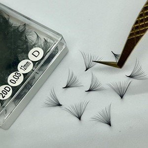 ขนตาปลอมแบบแฮนด์เมด ทำจากเส้นใยสังเคราะห์ PBT คุณภาพสูง ปลายแหลม สีดำด้าน ขนาด 0.03-0.05 มม.  แบบงอน CC/DD/M/LD  ความยาวพิเศษ - Product Image 1