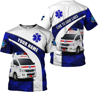 Camiseta Personalizada con Nombre para Técnicos de Emergencias Médicas (EMT), Paramédicos y Enfermeros, Uniforme de Algodón Transpirable Unisex con Serigrafía
