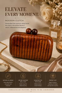Bolso de mano de madera pulida hecho a mano, forma rectangular, con asa, para fiestas, eventos, bodas, diseño moderno, patrón sólido - Product Image 6