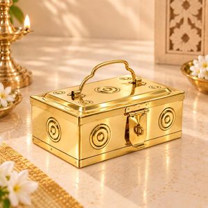Boîte à bétel traditionnelle en laiton, boîte de rangement pour Paan Daan Kumkum Haldi, récipient Dabbi Supari, boîte décorative pour Pooja, cadeau de mariage - Product Image 5