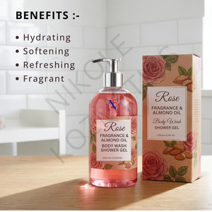 Rose Fragrance & Almond <b>Oil</b> Shower Gel with Nourishing & Moisturizing Formula for Gentle Cleansing and Soft Smooth Fresh Skin - Product Image 3