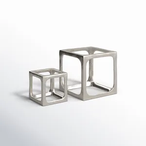 Modern Stainless Steel <b>Cube</b> Sculpture Silver Plated Home Decor Art Piece Casting Technique - Product Image 1