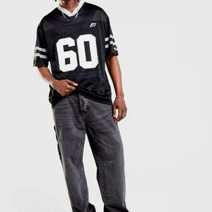 เสื้อเจอร์ซีย์อเมริกันฟุตบอลทรงบ็อกซี่ขนาดใหญ่พิเศษสำหรับผู้ชาย 240GSM สตรีทแวร์ โพลีเอสเตอร์ ออกแบบหมายเลขได้ตามสั่ง ผลิตตามแบบ OEM ขายส่งจากสหรัฐอเมริกา - Product Image 1