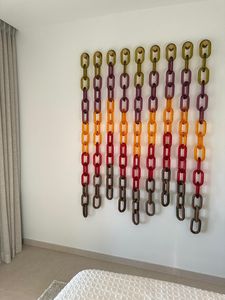 Geometric Design Epoxy Resin Chain Wall <b>Decor</b> Multi Color Handmade Birthday Diwali Wall Hanging Art - Product Image 3