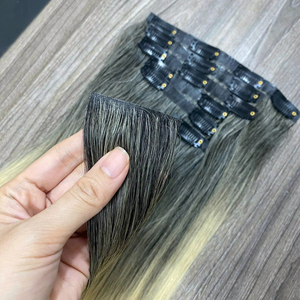 Extensions capillaires invisibles à clips double trame 100 % cheveux humains vietnamiens, sans couture, vente chaude 2026, vente en gros - Product Image 1