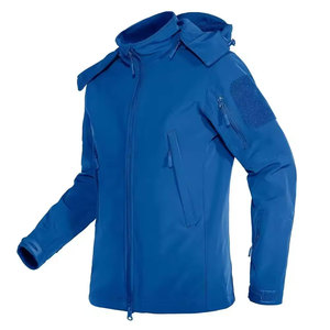 Veste en polaire bleue pour homme Econex Sports, à capuche, fermeture éclair intégrale, col montant, imperméable, coupe-vent, vêtements décontractés pour l'extérieur, coupe régulière - Product Image 1