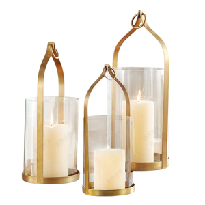 <b>Brass</b> <b>Lantern</b> with Glass Cylinder Candle Holder for Home Decoration Heat Resistant Votive Stand Designer Candle Holder - Product Image 3