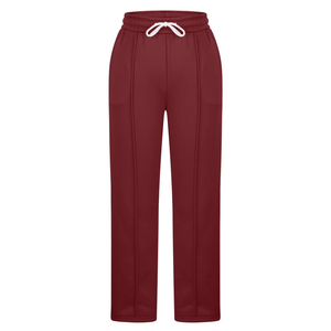 Pantalones de chándal acampanados lisos para mujer con cintura con cordón y bolsillos, de algodón de alto gramaje, cómodos, personalizables, al por mayor - Product Image 3