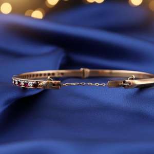 Victorian Garnet <b>Bangle</b> 925 Sterling Silver 14K <b>Gold</b> Plated Handmade <b>Antique</b> Style Luxury Jewelry Gift For Her - Product Image 4