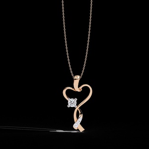 Collier pendentif cœur romantique avec pierre de moissanite ronde en argent 925 plaqué or, chaîne à maillons unisexe, bijoux de mariage et de fête - Product Image 3