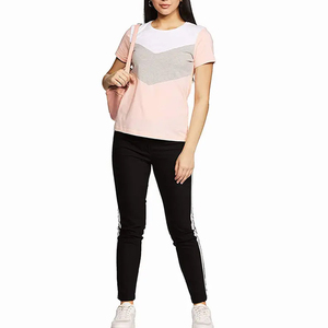 เสื้อยืดคอกลมแขนสั้นผู้หญิง ทรงปกติ ผ้าถักผสมโพลีเอสเตอร์และคอตตอน สวมใส่สบาย สไตล์ลำลอง - Product Image 5
